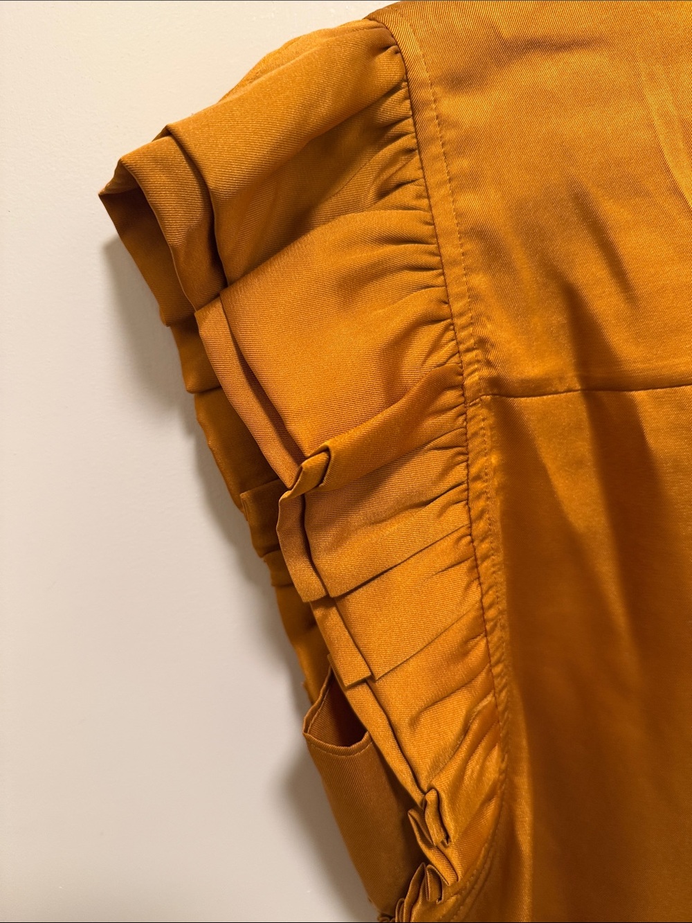Express Mustard Ruffle Sleeve Button-Front Blouse - Picture 4 of 5